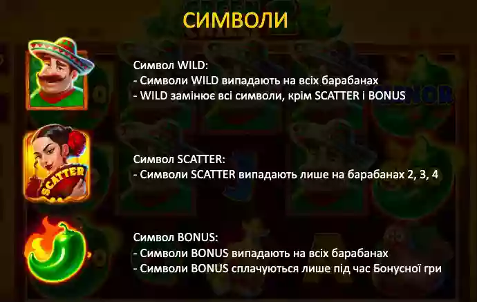 бонусні символи green-chilli 2
